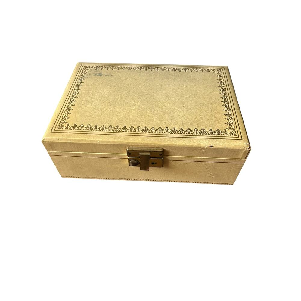 Vintage Mele Fifth Ave Jewelry Box Leatherette Secret Compartment Original Key